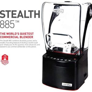 Blendtec Stealth 885 Commercial Blender, WildSide+ Jar, Blendtec Stealth Sound Enclosure, Strongest Commercial-Grade Power, Self-Cleaning, 42 Pre-programmed Cycles, Black