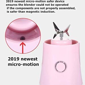 Portable Blender, Smoothie Blender with 16oz Travel Glass Cup and Lid 4000mAh Battery Strong Power Personal Size Blender USB Rechargeable Mini Juicer Cup Travel Blender for with Ice Tray (Pink)