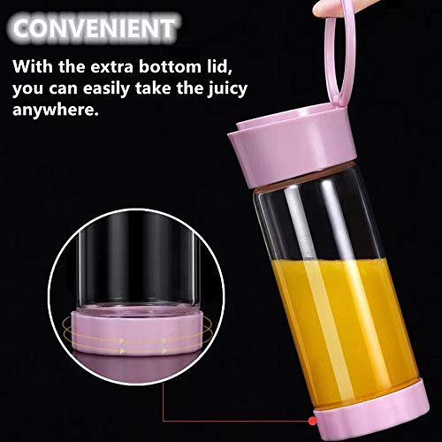 Portable Blender, Smoothie Blender with 16oz Travel Glass Cup and Lid 4000mAh Battery Strong Power Personal Size Blender USB Rechargeable Mini Juicer Cup Travel Blender for with Ice Tray (Pink)