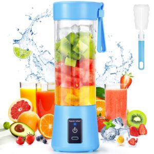 spardar portable blender for shakes and smoothies, 4000mah personal blender with 6 blades, usb rechargeable blender bottles electric, mini blender cup portable juicer for home sports outdoors (blue)