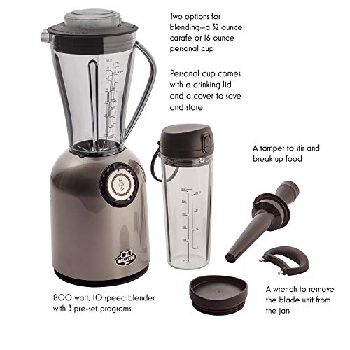 Ballarini Tesoro Countertop Blender - Metallic Grey, Made in Italy