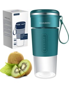 shukuboku portable blender, 10oz, usb rechargeable, green, easy operation, magnetic lid