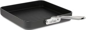 all-clad 3011 hard anodized aluminum scratch resistant nonstick anti-warp base dishwasher safe square grill pan cookware, 11-inch, black