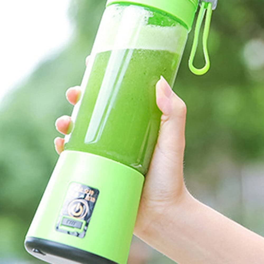 Portable Blender Smoothies Personal Blender Mini Shakes Juicer 380 ml Cup USB Rechargeable Cordless Shaker Bottle (Green) Q2-6888 8x3