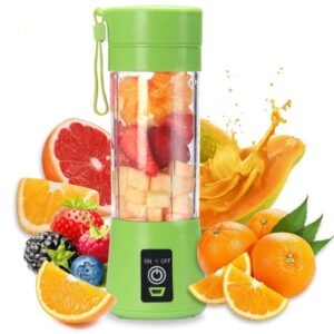 portable blender smoothies personal blender mini shakes juicer 380 ml cup usb rechargeable cordless shaker bottle (green) q2-6888 8x3