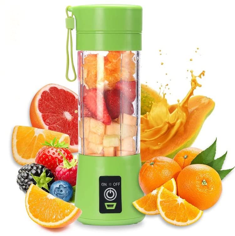 Portable Blender Smoothies Personal Blender Mini Shakes Juicer 380 ml Cup USB Rechargeable Cordless Shaker Bottle (Green) Q2-6888 8x3