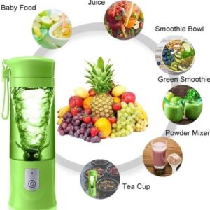 Portable Blender Smoothies Personal Blender Mini Shakes Juicer 380 ml Cup USB Rechargeable Cordless Shaker Bottle (Green) Q2-6888 8x3