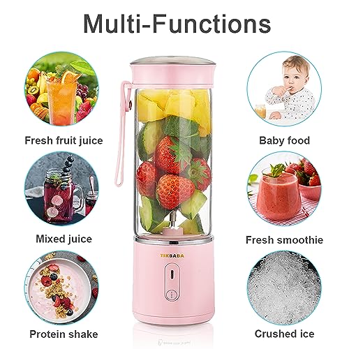 TIKBABA Personal Size Blender for Shakes and Smoothies,Sakura Pink