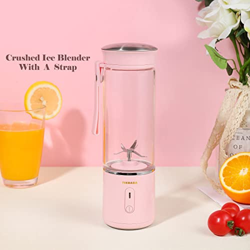 TIKBABA Personal Size Blender for Shakes and Smoothies,Sakura Pink