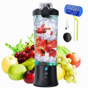 best 4vi portable blender, rechargeable mini blender for shakes and smoothies 20 oz mini blender cup with travel and usb rechargeable for office, gym, kitchen black