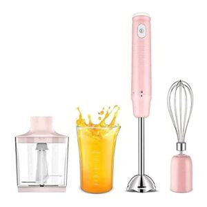 mxjcc hand blender, powerful immersion blender handheld, smart pressure speed control portable stick mixer perfect for smoothies, baby food & soup (color : pink)