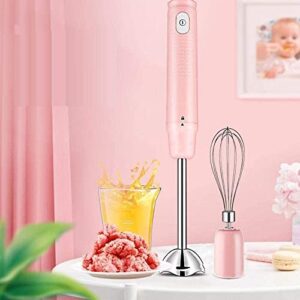 MXJCC Hand Blender, Powerful Immersion Blender Handheld, Smart Pressure Speed Control Portable Stick Mixer Perfect for Smoothies, Baby Food & Soup (Color : Pink)