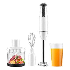 mxjcc hand blender, blender handheld with stainless steel blade, milk frother for smoothie, baby food, sauces,puree, soup (color : white)