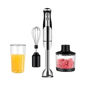 mxjcc 5-in-1 immersion blender hand blender, 800w 2-speed powerful stainless steel stick blender with milk frother,egg whisk, chopper and with lid (color : black)