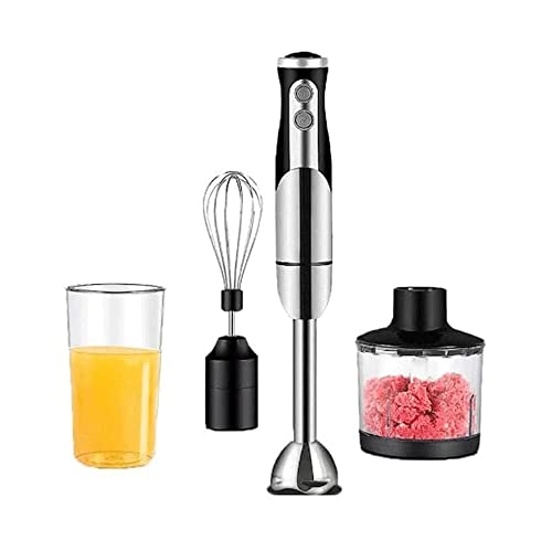 MXJCC 5-In-1 Immersion Blender Hand Blender, 800W 2-Speed Powerful Stainless Steel Stick Blender with Milk Frother,Egg Whisk, Chopper and with Lid (Color : Black)