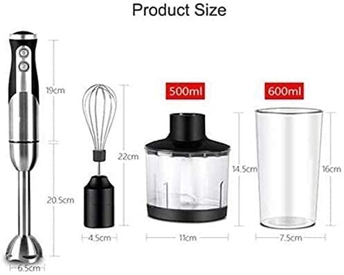 MXJCC 5-In-1 Immersion Blender Hand Blender, 800W 2-Speed Powerful Stainless Steel Stick Blender with Milk Frother,Egg Whisk, Chopper and with Lid (Color : Black)