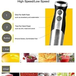 MXJCC 5-In-1 Immersion Blender Hand Blender, 800W 2-Speed Powerful Stainless Steel Stick Blender with Milk Frother,Egg Whisk, Chopper and with Lid (Color : Black)