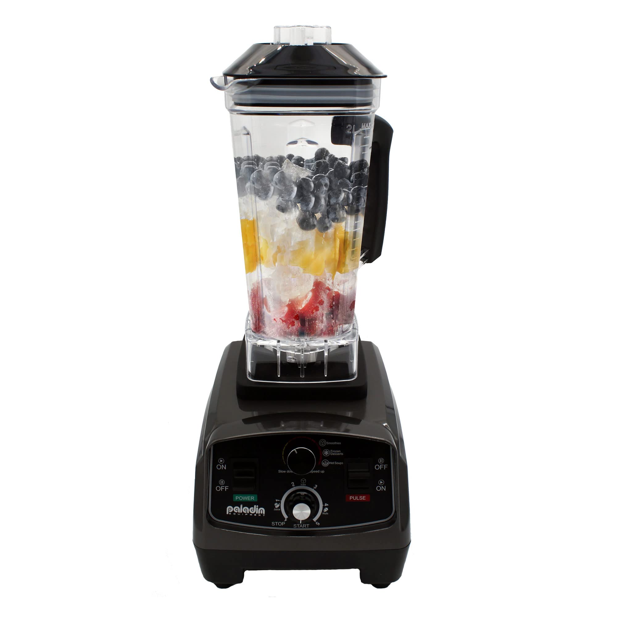 Paladin Equipment Commercial/Professional Blender for Smoothies, Soups, Shakes and More with 2,000mL (68oz) BPA-Free Jar and 1,600W Motor, Black