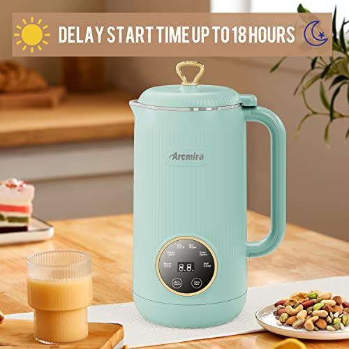 Arcmira Automatic Nut Milk Maker, 20 OZ Homemade Almond, Oat, Soy, Plant-Based Milk and Dairy Free Beverages, Almond Milk Maker with Delay Start/Keep Warm/Boil Water, Soy Milk Maker with Nut Milk Bag