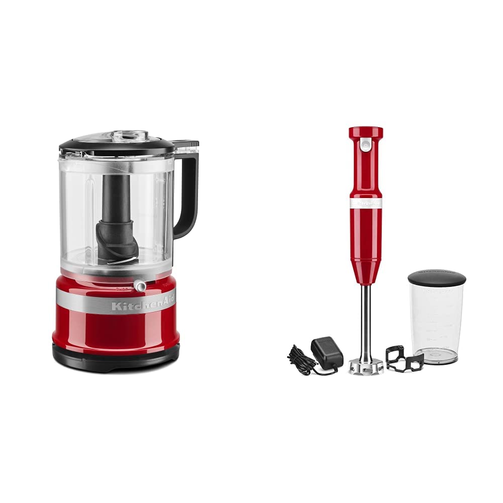 KitchenAid 5 Cup Food Chopper + Cordless Variable Speed Hand Blender Bundle | Empire Red