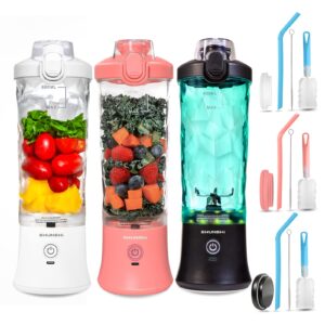 3 portable blender, personal size blender for shakes and smoothies with 6 blades mini blender 20 oz for kitchen,home,travel(white+pink+black)