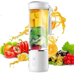 Portable Personal Blender, USB Rechargeable Glass Juicer Cup, 500ml with Travel Lid Small Fruit Mixer for Shakes and Smoothies