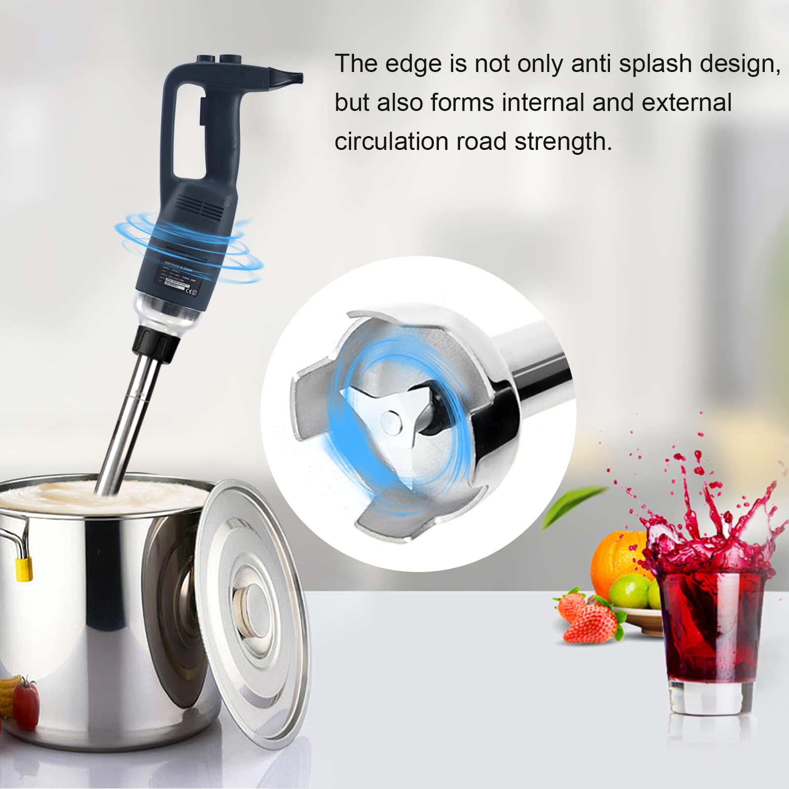 Li Bai 12 in Heavy Duty Big Stix Immersion Blender Handheld Kitchen, Hand Blenders for Kitchen, Commercial Mixer Electric, 500W Removable Shaft 2500rpm to 14000rpm, Emulsifier Blender Handheld