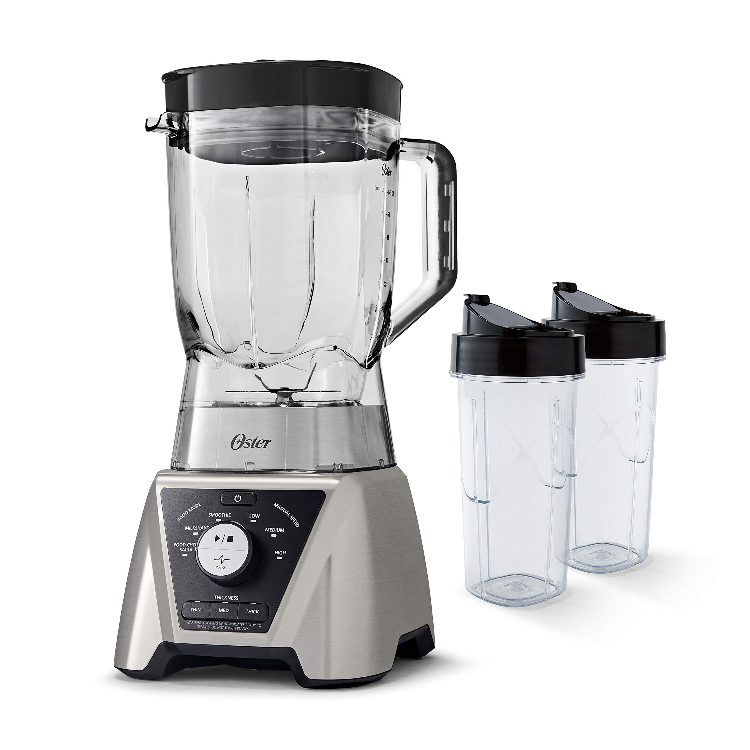 Oster Pro Blender with Texture Select Settings, 2 Blend-N-Go Cups and Tritan Jar, 64 Ounces, Brushed Nickel | Oster 2-Slice Toaster with Advanced Toast Technology, Stainless Steel