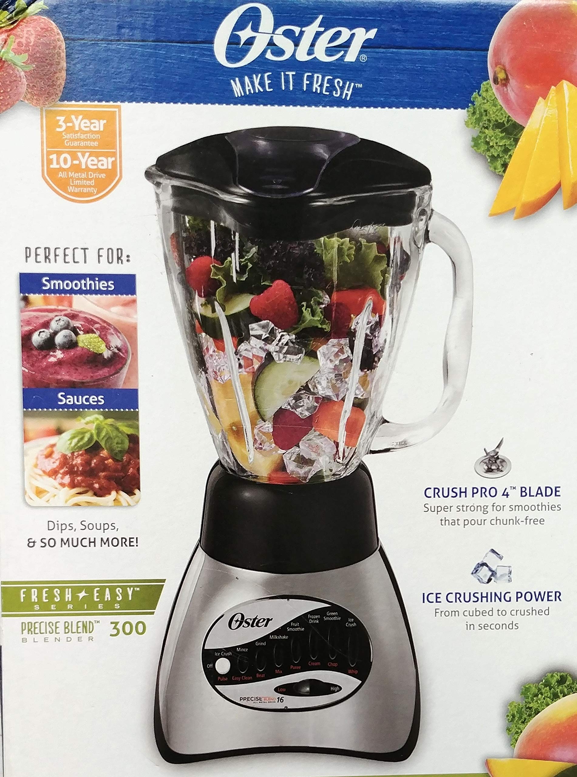 Oster 6812-001 Core 16-Speed Blender with Glass Jar, Black & Blender 6-Cup Glass Jar, Lid, Black and clear