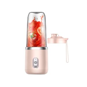 hiccval portable blenders for shakes and smoothies, fruit juicer usb rechargeable with 6 blades, handheld blenders for sports travel outdoors pink