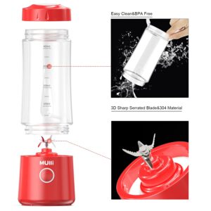 Mulli Portable Blender,16oz USB Personal Mixer for Smoothie and Shakes, Mini Blender with Six Blades for Baby Food,Travel,Gym and More