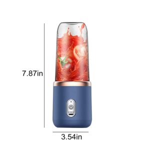 Portable Mini Blender, Small Family Smoothies, Personal Blender for Milkshakes and Smoothies with 6 Blades and Sports Cup Lid (Dark Blue)