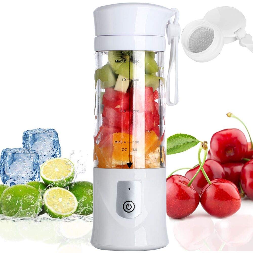 2psc Portable Blender, USB Travel Juice Cup Baby Food Mixing Juicer Machince with Updated 6 Blades with Powerful Motor 4000mAh Rechargeable Battery,13Oz Bottle