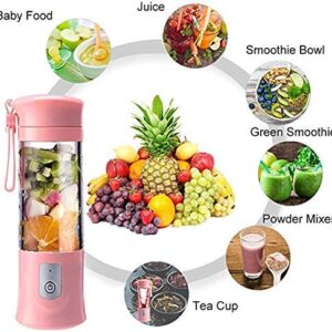 2psc Portable Blender, USB Travel Juice Cup Baby Food Mixing Juicer Machince with Updated 6 Blades with Powerful Motor 4000mAh Rechargeable Battery,13Oz Bottle