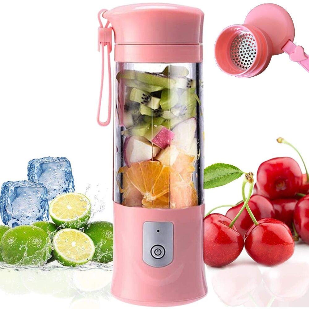 2psc Portable Blender, USB Travel Juice Cup Baby Food Mixing Juicer Machince with Updated 6 Blades with Powerful Motor 4000mAh Rechargeable Battery,13Oz Bottle