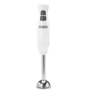 dominion electric multi purpose immersion stick hand blender stick includes stainless steel shaft & blades, powerful 180 watt ice crushing 2-speed control one hand mixer, removable blending stick for easy cleaning, white