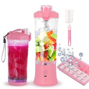 procoloredfun portable blender,porsonal mini blender for shakes and smoothies,usb rechargeable, fresh juice blender with 6 blades, 20oz handheld blender(pink)