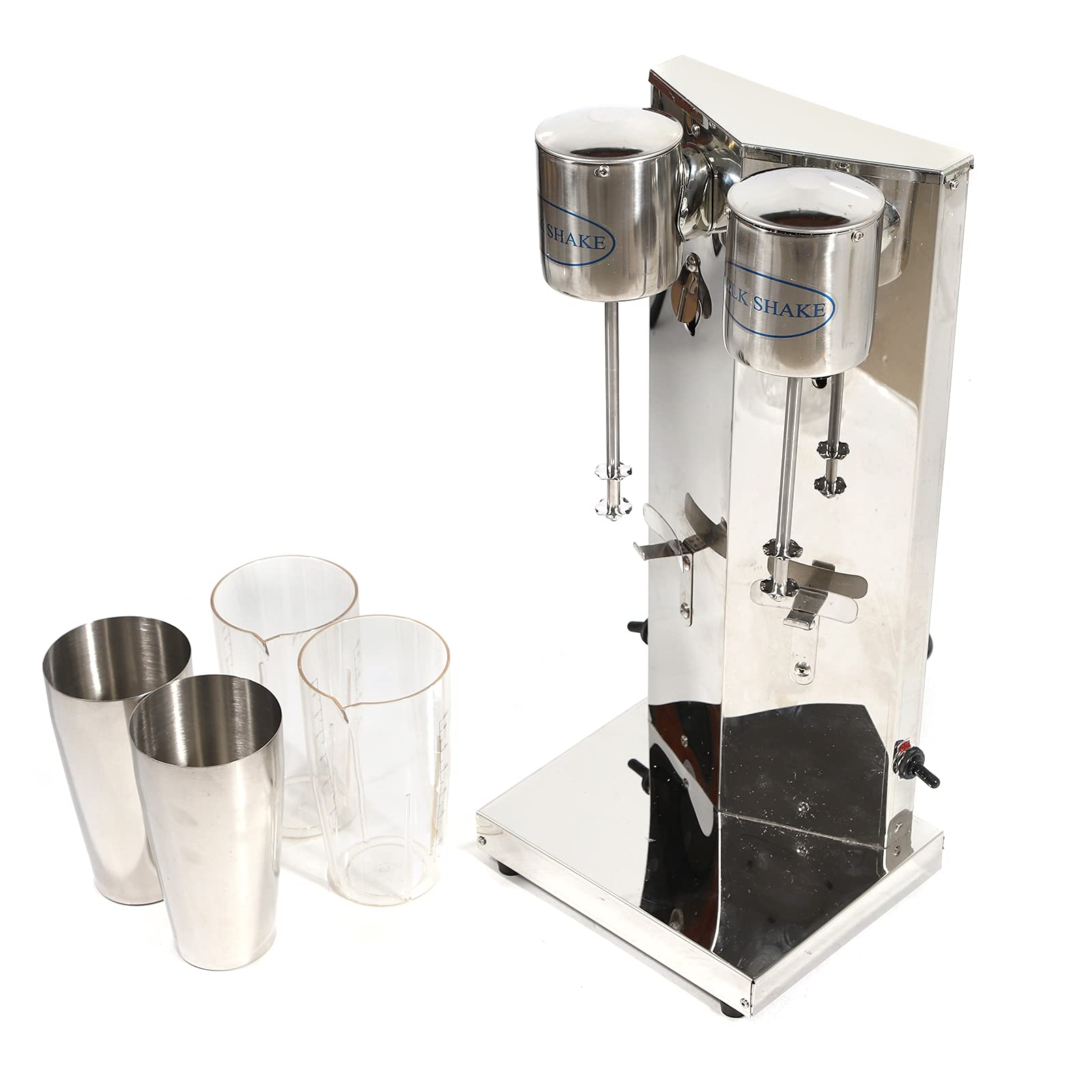 DYRABREST 180W Electric Milk Shake Maker, Commercial Double Head Milkshake Mixer Blender Machine, Stainless Steel Drink Milk Shake Maker Shaker with 4 Cups