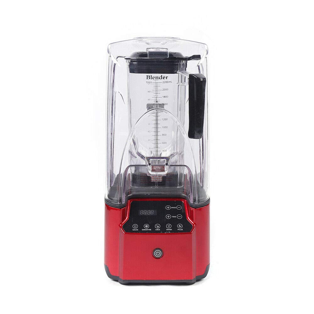 2200W Commercial Electric Blender, 2.2L Fruit Juice Smoothie Maker Soundproof Cover Blender Fruit Food Mixer Countertop Blender With Shield Quiet Sound Enclosure for Puree Ice Crush Smoothies (A)