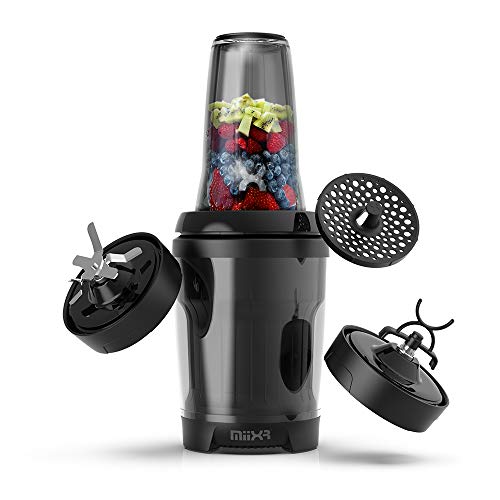 Promixx MiiXR X7 Personal Blender for Shakes and Smoothies - 8 Piece Set - with Performance Nutrition Protein Mixer X-Blade and Shaker Bottle Agitator, Smoothie Blender/Maker, Highly Efficient 700W