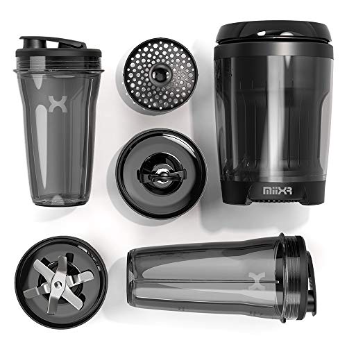 Promixx MiiXR X7 Personal Blender for Shakes and Smoothies - 8 Piece Set - with Performance Nutrition Protein Mixer X-Blade and Shaker Bottle Agitator, Smoothie Blender/Maker, Highly Efficient 700W