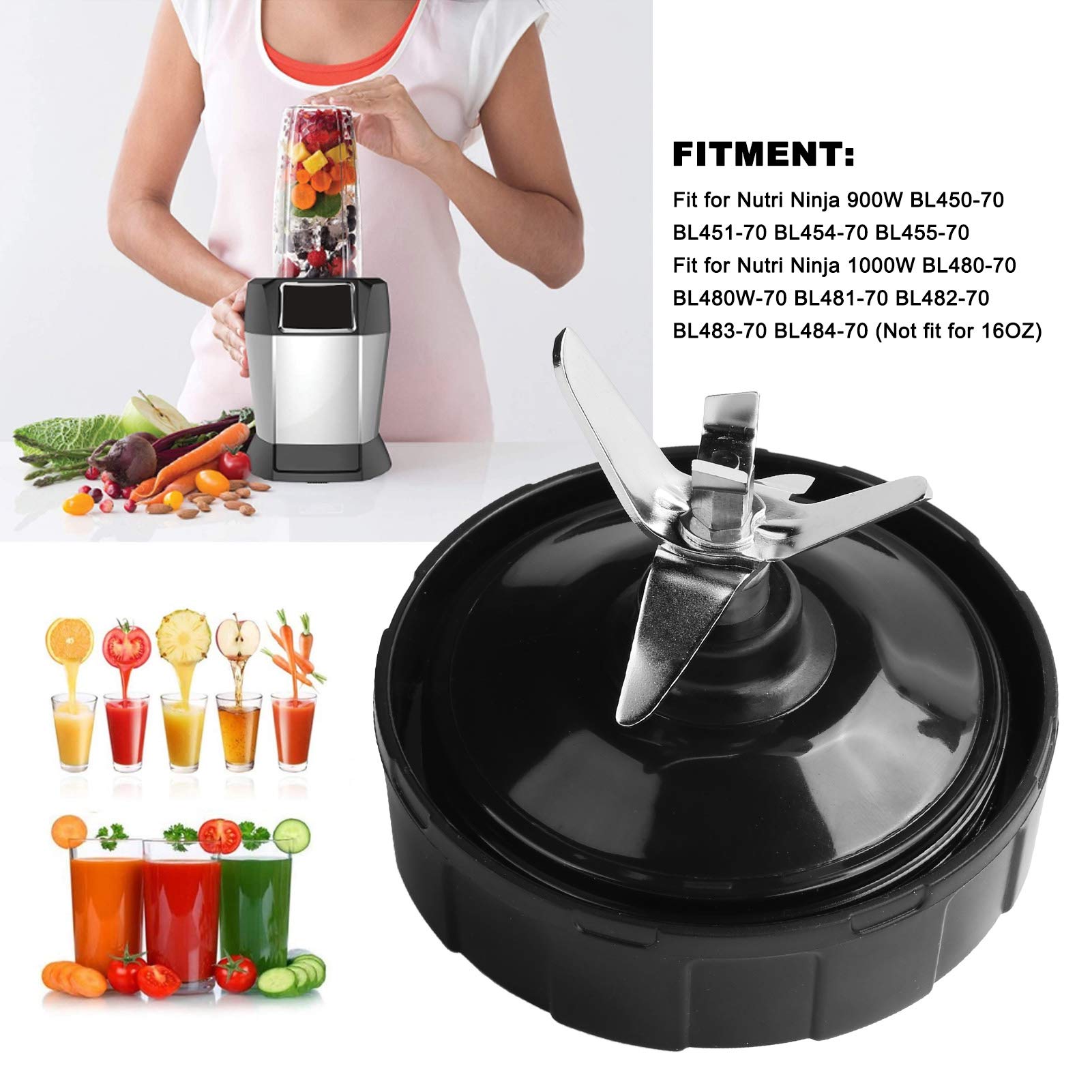 Blender Blade, Juicer Base Safe and Durable with 6-leaf Blade for Nutri 900W BL450-70 BL451-70 BL454-70, BL455-70 for Most People