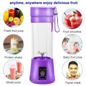 Portable Blender Smoothies Personal Blender Mini Shakes Juicer 380 ml Cup USB Rechargeable (Purple)