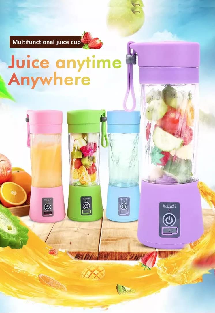 Portable Blender Smoothies Personal Blender Mini Shakes Juicer 380 ml Cup USB Rechargeable (Purple)