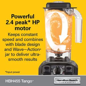 Hamilton Beach Commercial Tango Blender, 48 oz BPA Free Container, Adjustable Timer, 2.4 HP (HBH455)