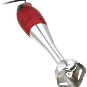 Better Chef Immersion Blender with Whisk Attachment | 2-Speed 200-Watt Motor | Stainless Blending & Whisk Attachment | Rubberized Grip | Measuring Cup (Red)