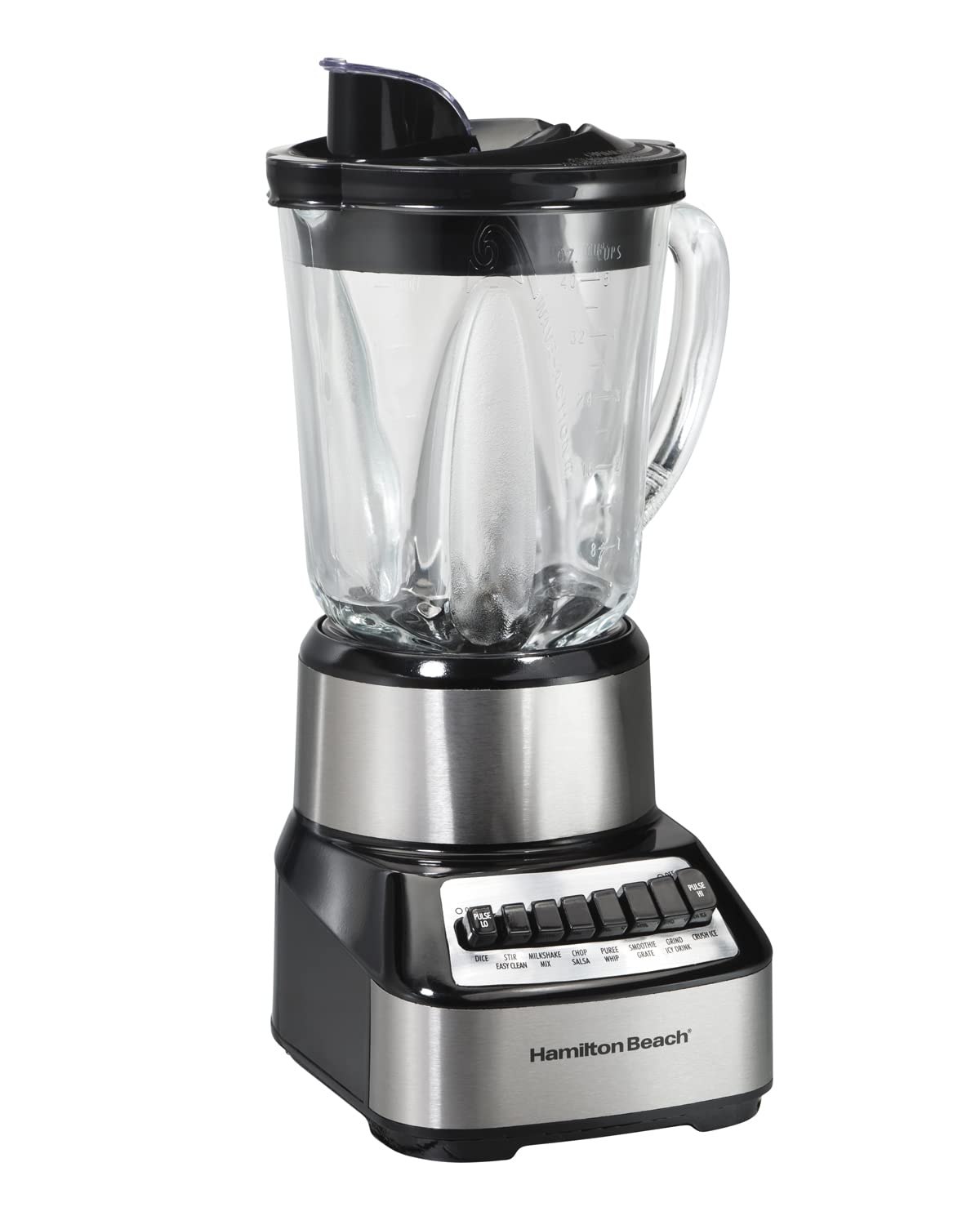 Hamilton Beach Electric Stand Mixer, 4 Quarts, Dough Hook, Flat Beater Attachments, Splash Guard 7 Speeds & Wave Crusher Blender with 40 Oz Glass Jar and 14 Functions for Puree, Stainless Steel