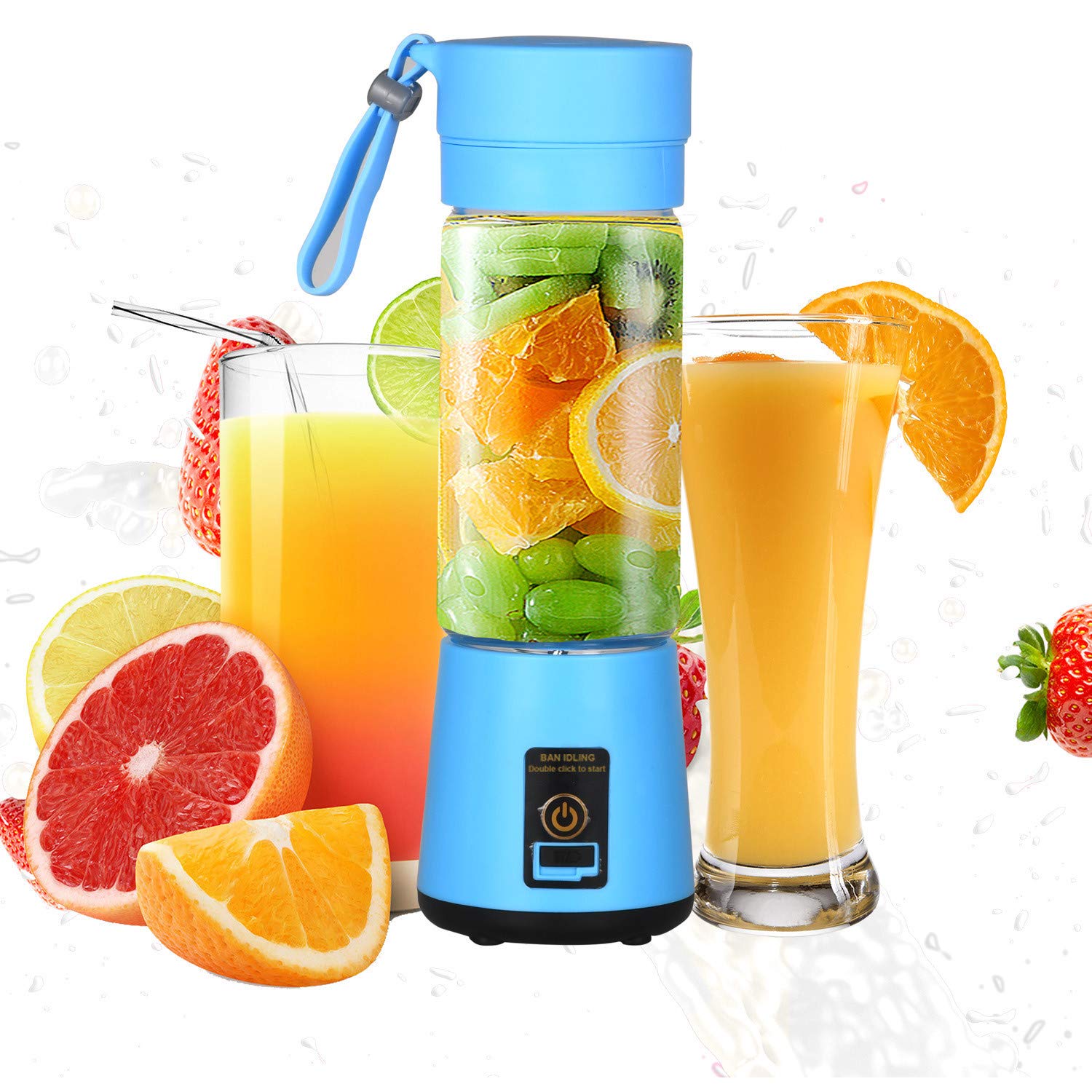 Cotsoco Portable Electric Juicer Cup, USB Rechargeable Personal-use Blender, 400ml Capacity, Blue