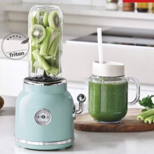 Kitchen Flower Retro Mini Blender Tritan BPA BPA Free Jar Smoothie Ice Crush Blender 600mL Capacity 220v