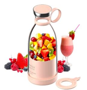 fresh juice portable blender smoothie personal size blender, portable blender, battery powered usb blender (pink)